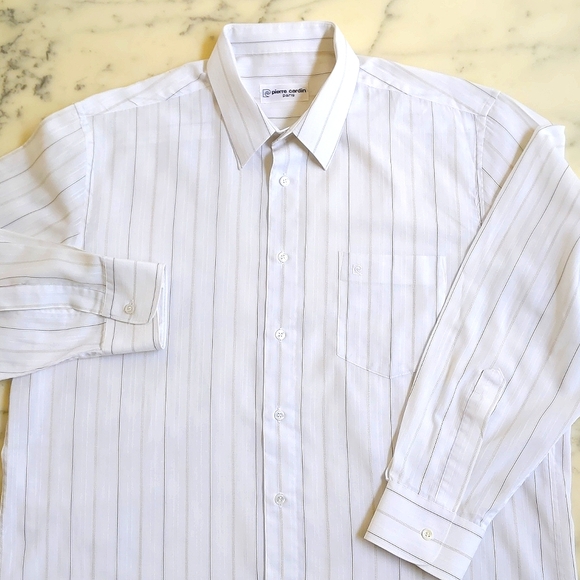 Pierre Cardin Men's Dress Shirt with embroidered logo and multi color stripes. - Picture 2 of 7
